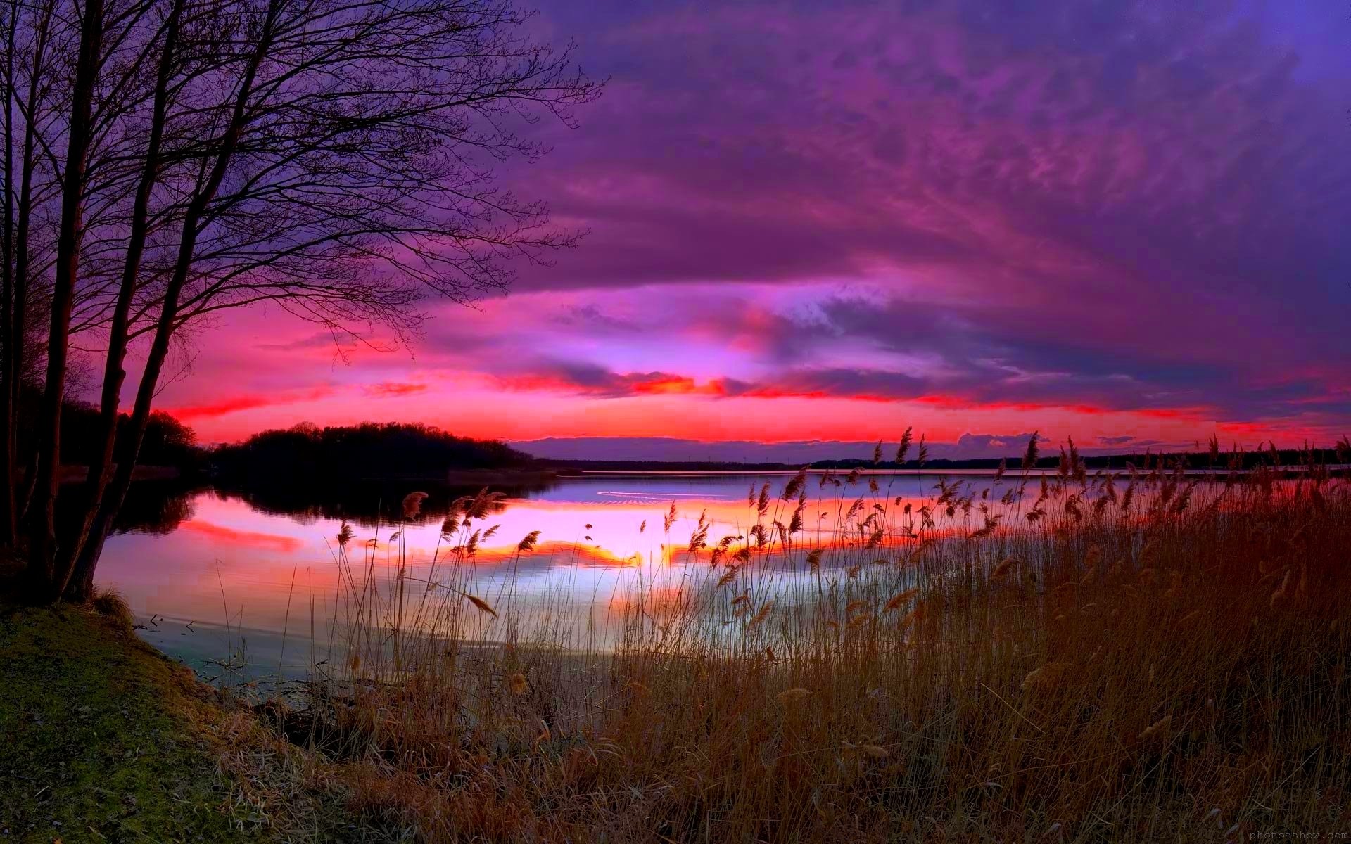 lago sera tramonto natura