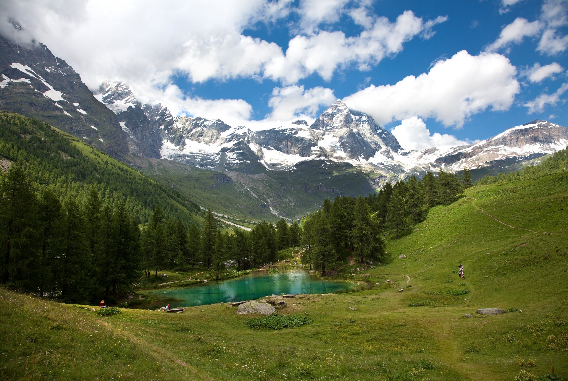 landscape lake emerald mountain mountains snow