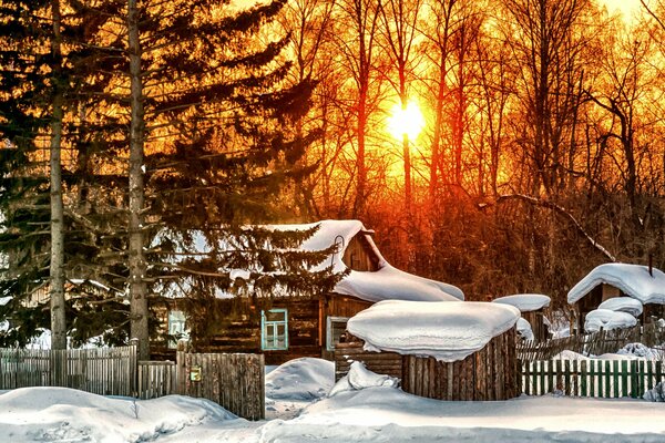 Mattina d inverno nel villaggio