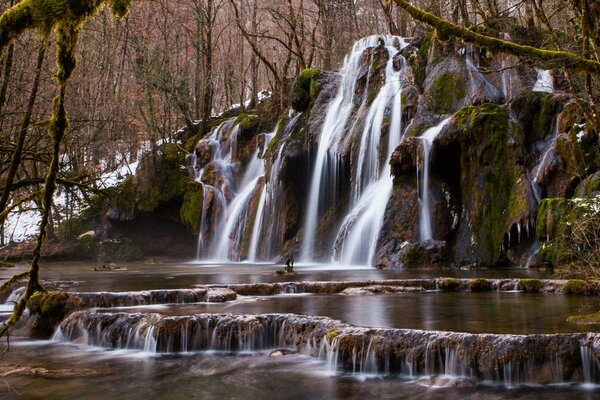 Schöner Waldfall in Kaskaden