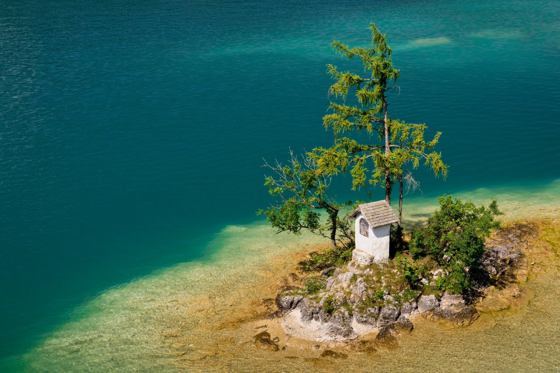 see wasser insel haus baum natur