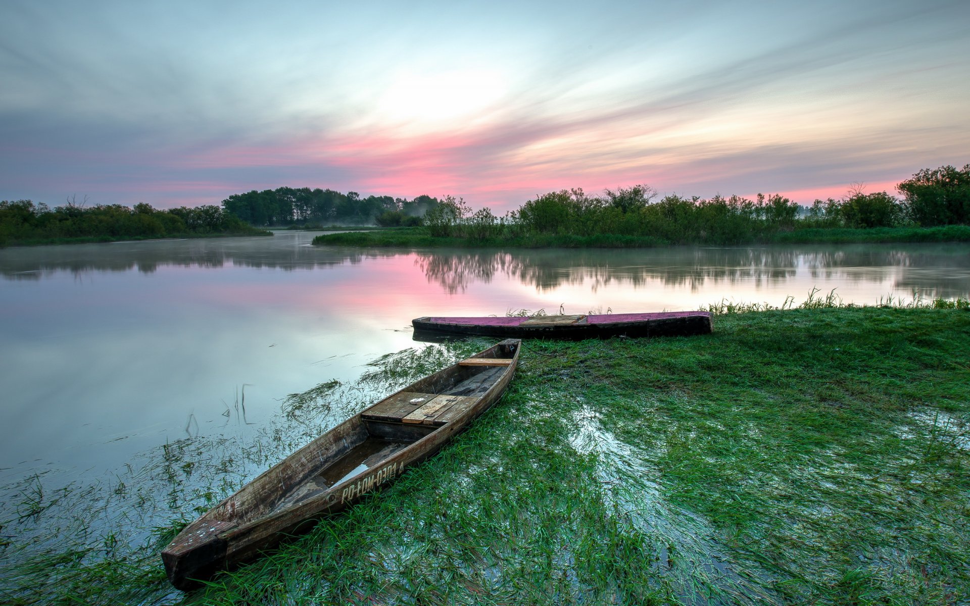 polen nationalpark bebra see boote morgen morgendämmerung sommer