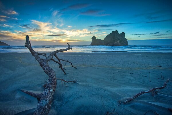 The horizon of the sea at sunset