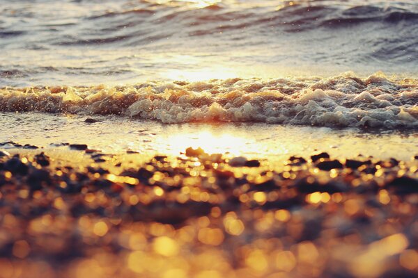 Reflection of the sun in the water at sunset