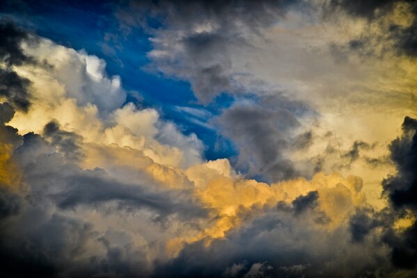 Sunlight tearing the clouds