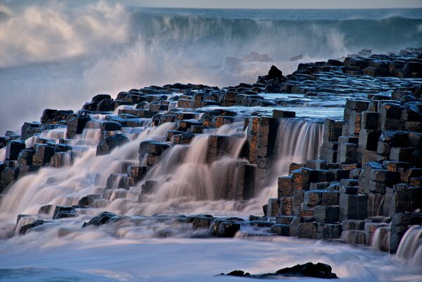 Waterfall on square stones