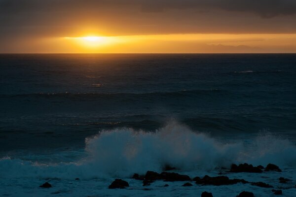 Sunset over the dying sea