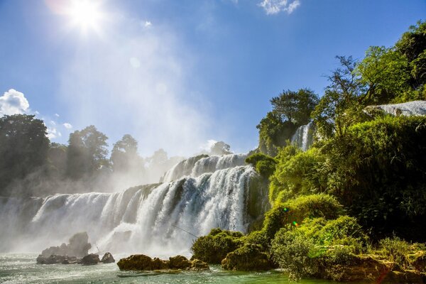 A picturesque waterfall in a beautiful place