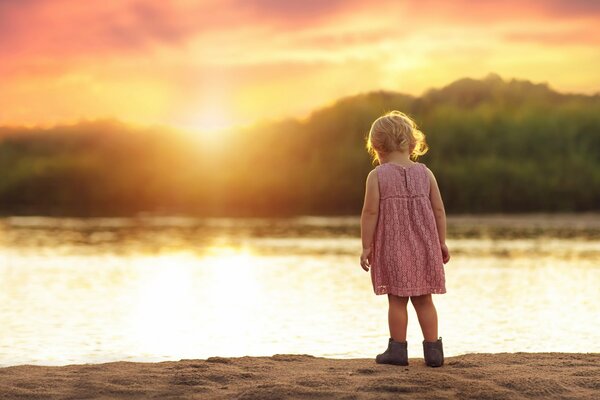 Little girl in pink dress