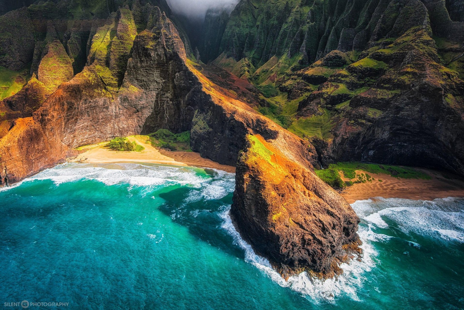 island hawaii ocean panoramma mountain