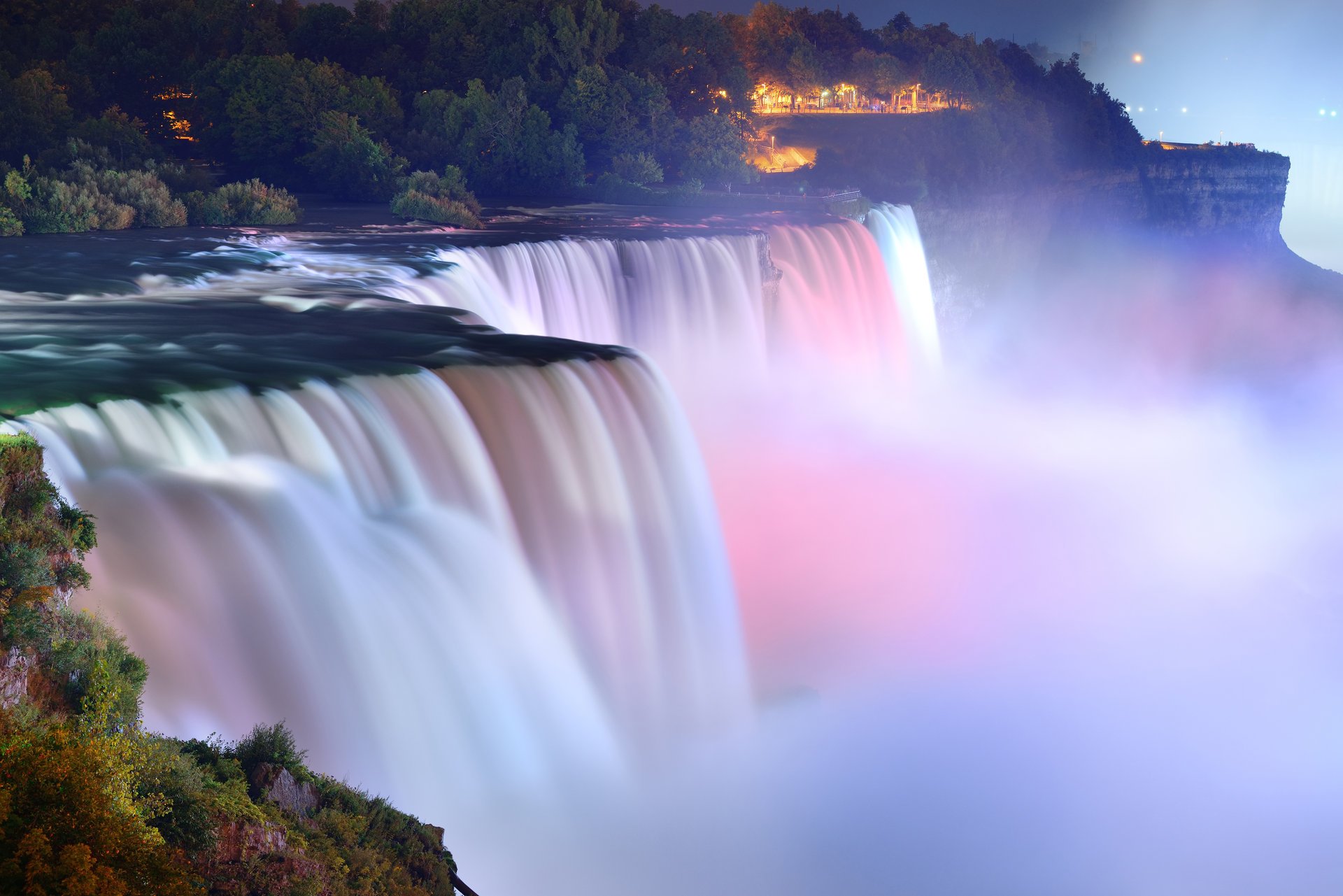 kap park lichter wasserfall beleuchtung