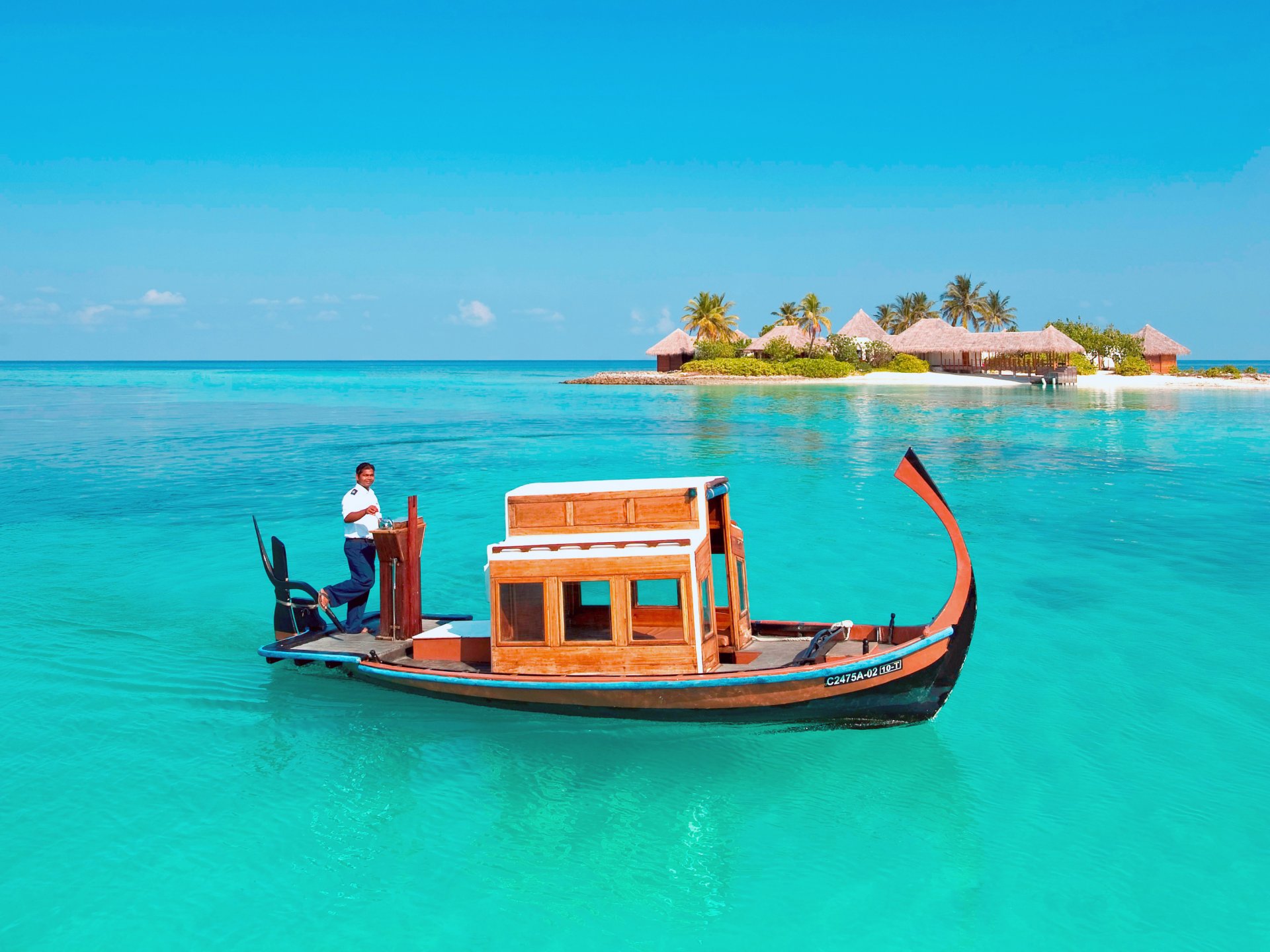 mer île bateau ciel skipper bungalow palmiers vacances