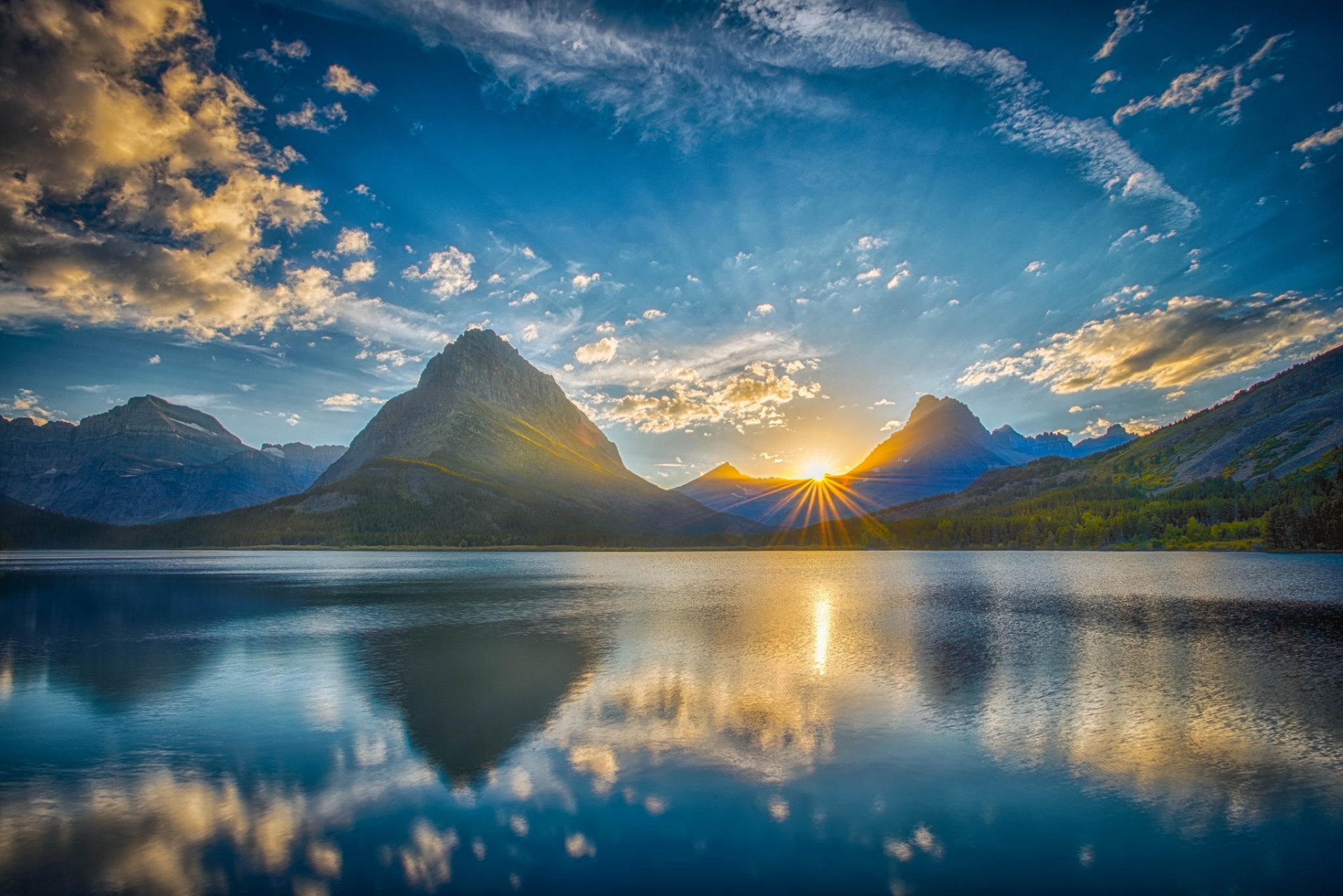 berge see natur landschaft himmel wolken sonnenlicht sonne