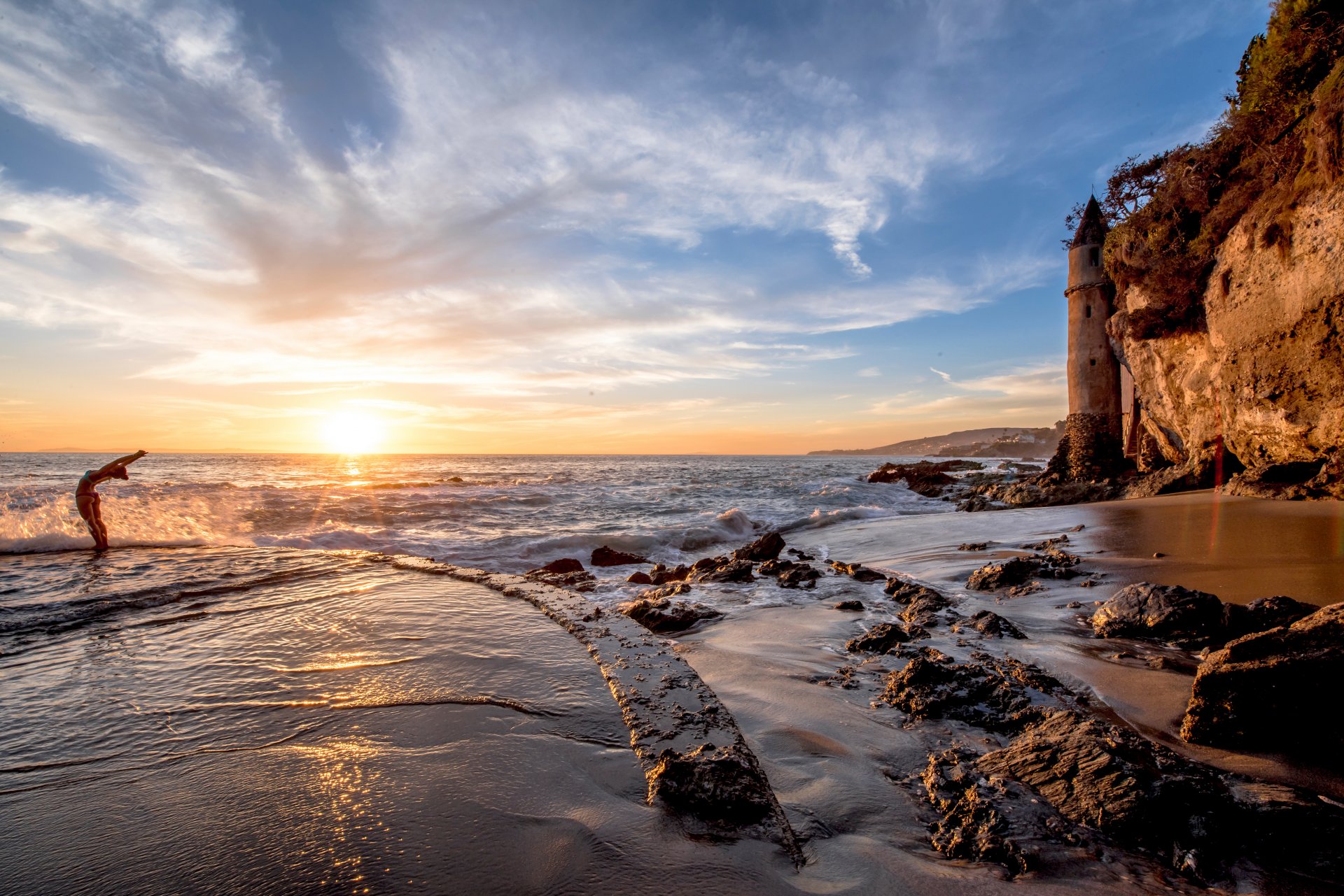 hdr laguna beach zachód słońca