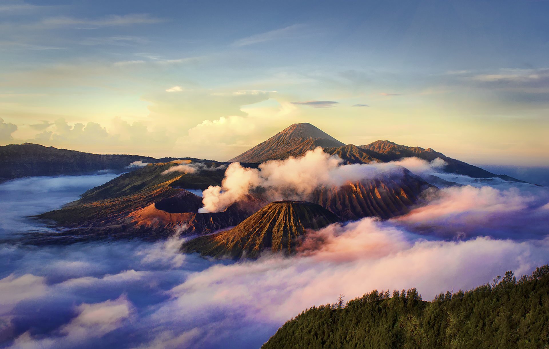 indonezja bromo-tengger-semeru park narodowy jawa wulkan bromo chmury kaldery tengger natura