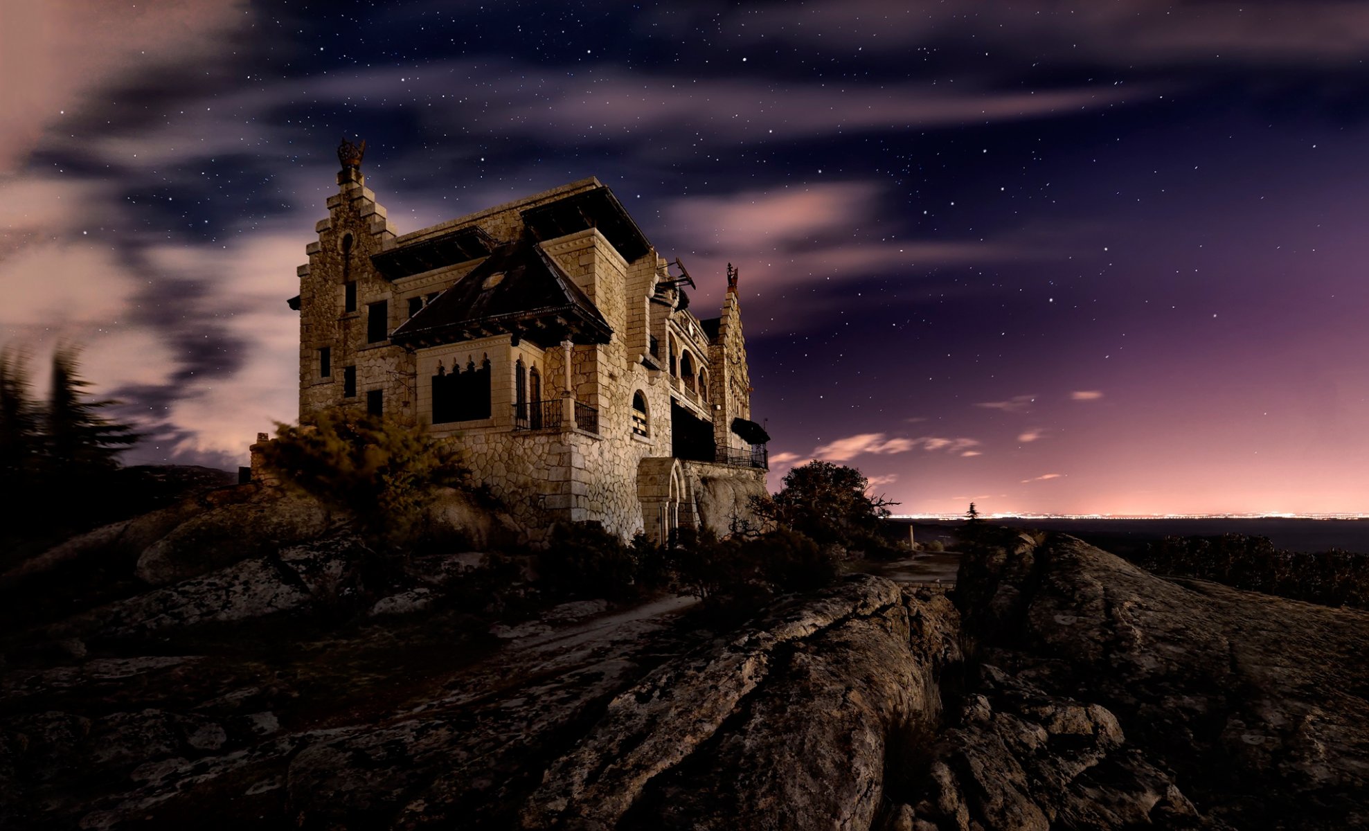 old mansion spain night