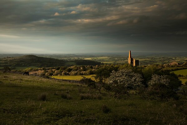 Paysage dans les tons verts. Paysage anglais