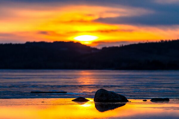 Sunset on the Angara river