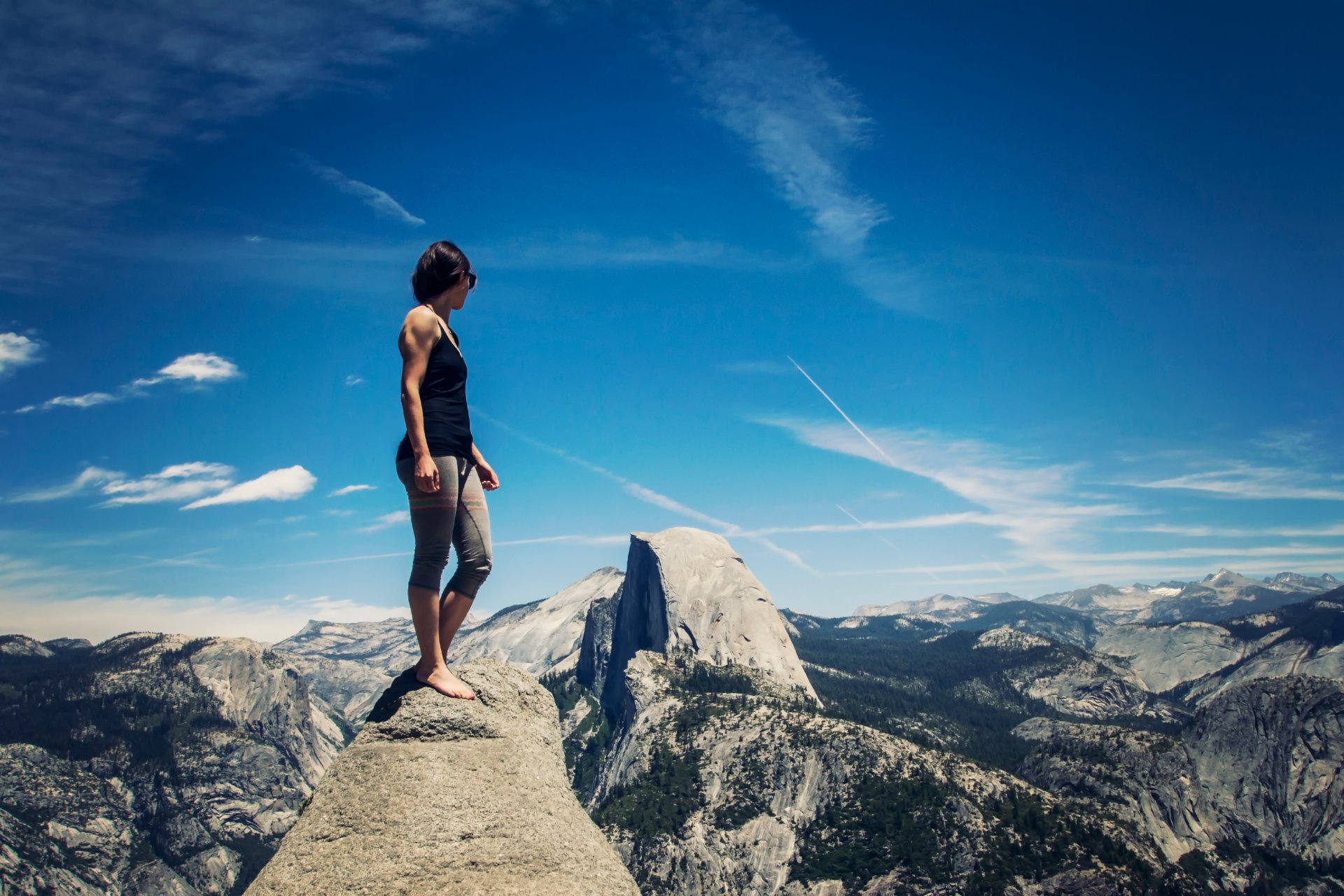 yosemite scenic valley sierra nevada california girl view