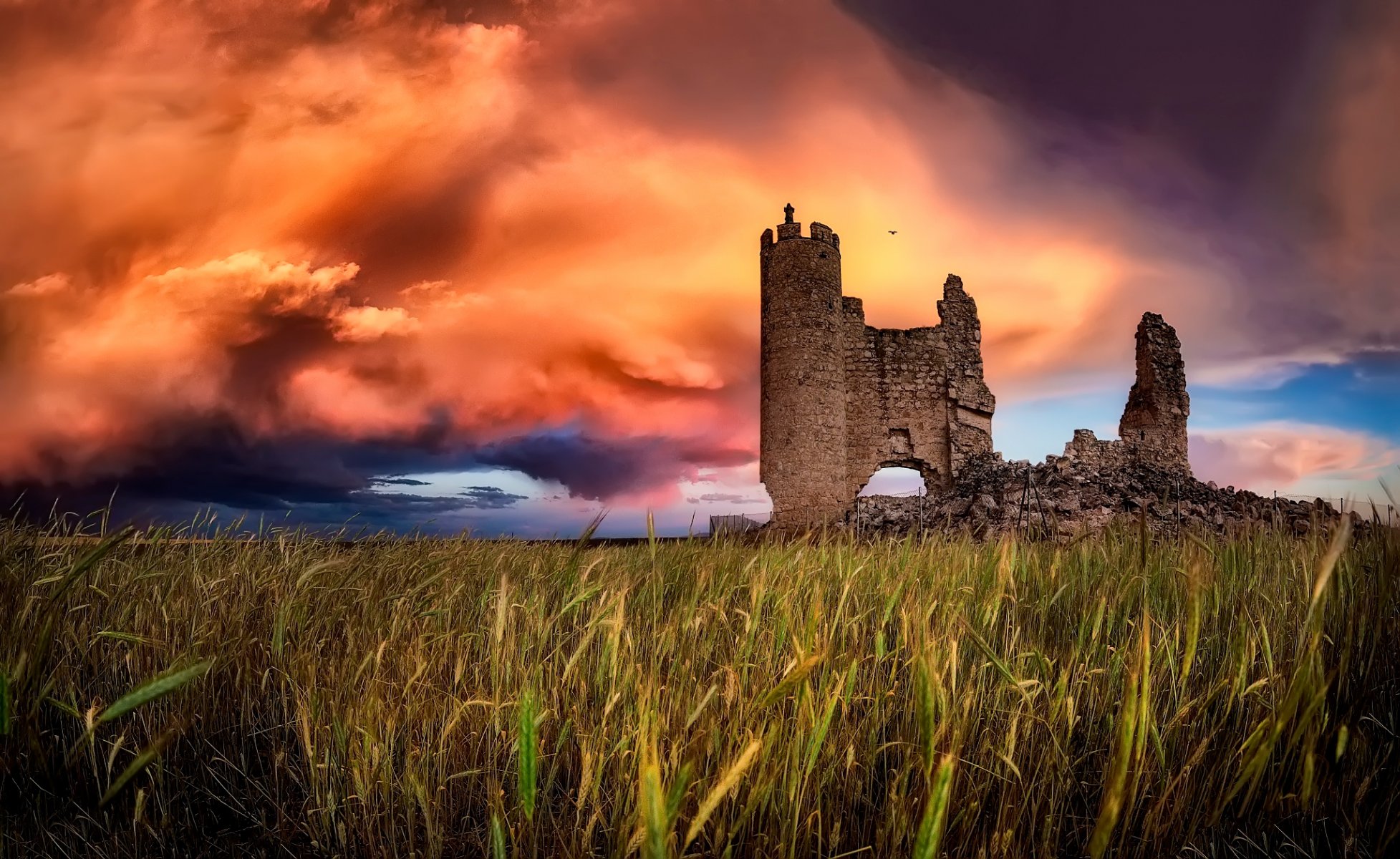 cielo nubes ruinas campo