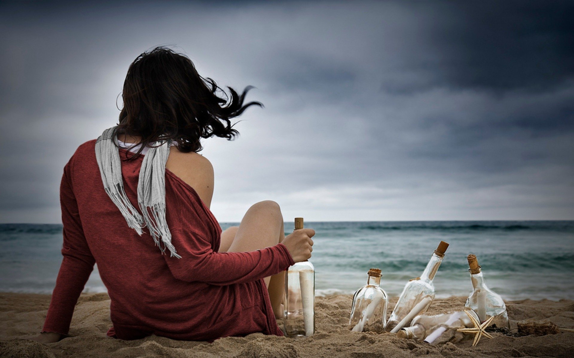 girls nature landscape sea beach sky