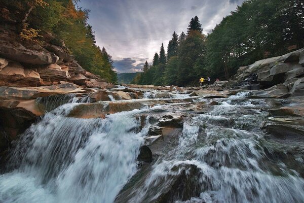 Waterfall on the Prut river in Ukraine