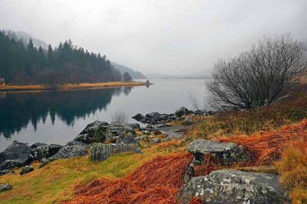 Paisaje del lago en Snowdonia