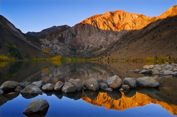 The beauty of autumn in a mountain lake