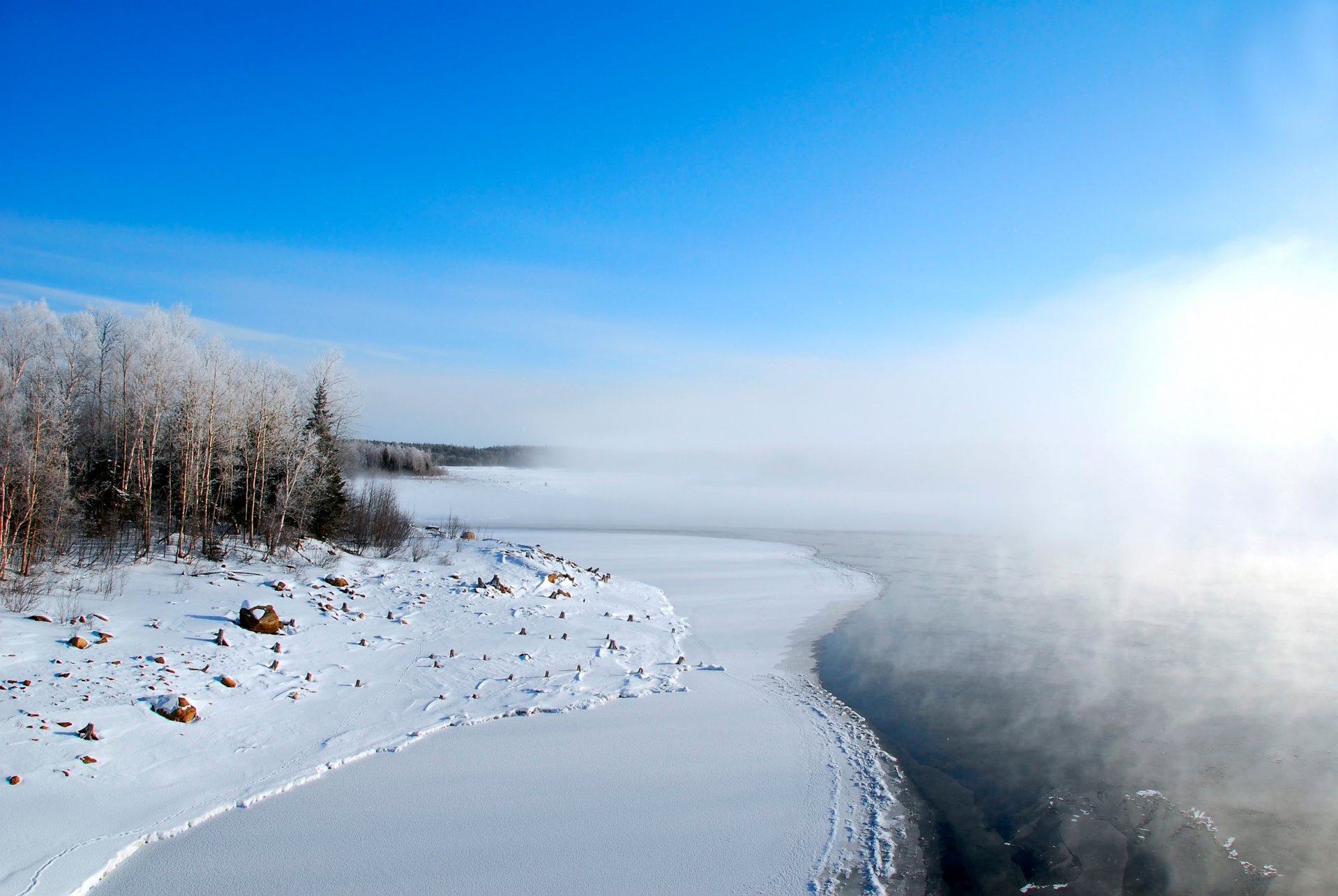 lake snow frost