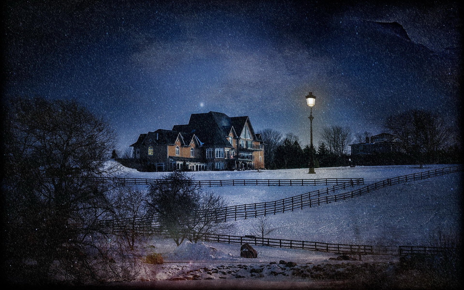 nacht laterne haus schnee verarbeitung