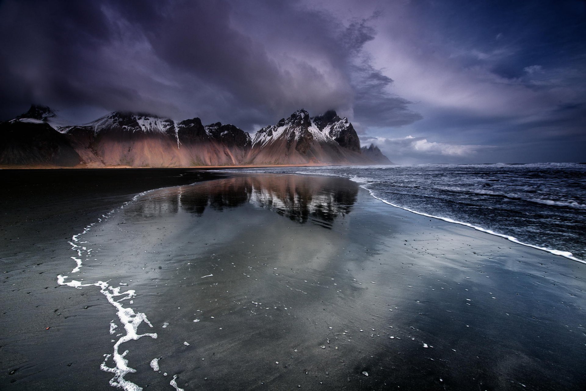 iceland mountain beach black sand