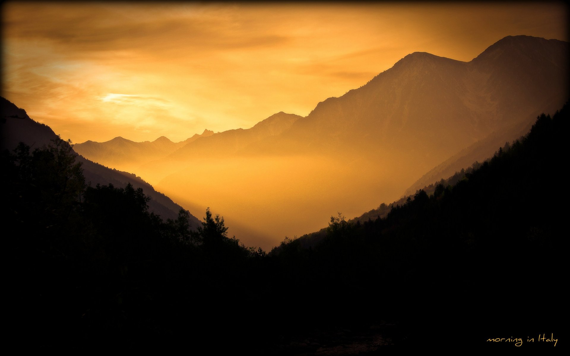 wallpaper nature landscape dawn mountain fog morning italy sky