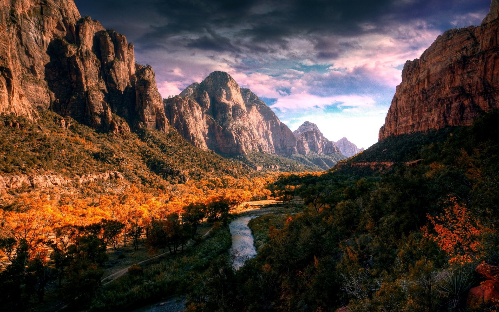 otoño naturaleza montañas bosque río