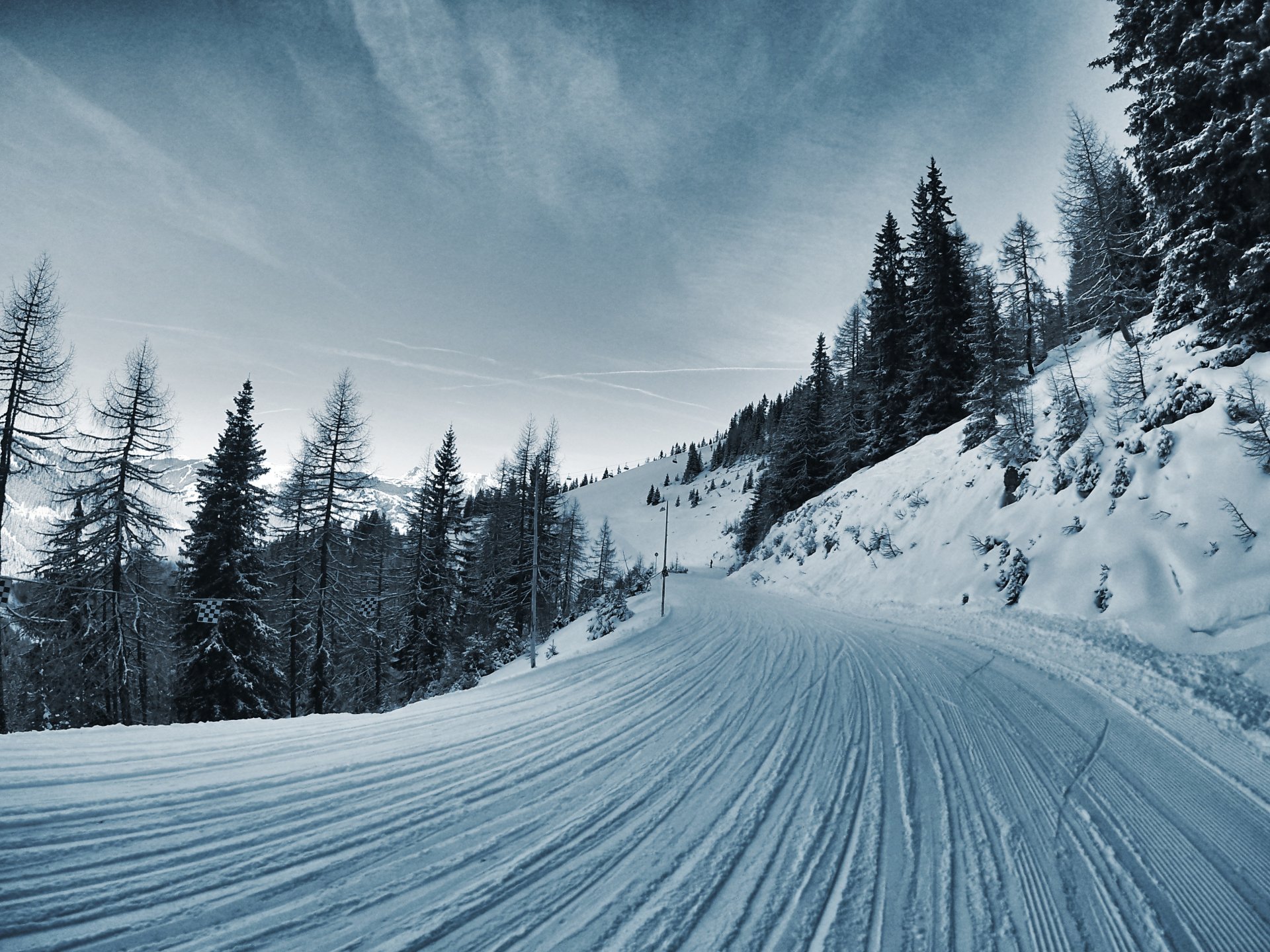 invierno carretera nieve colinas