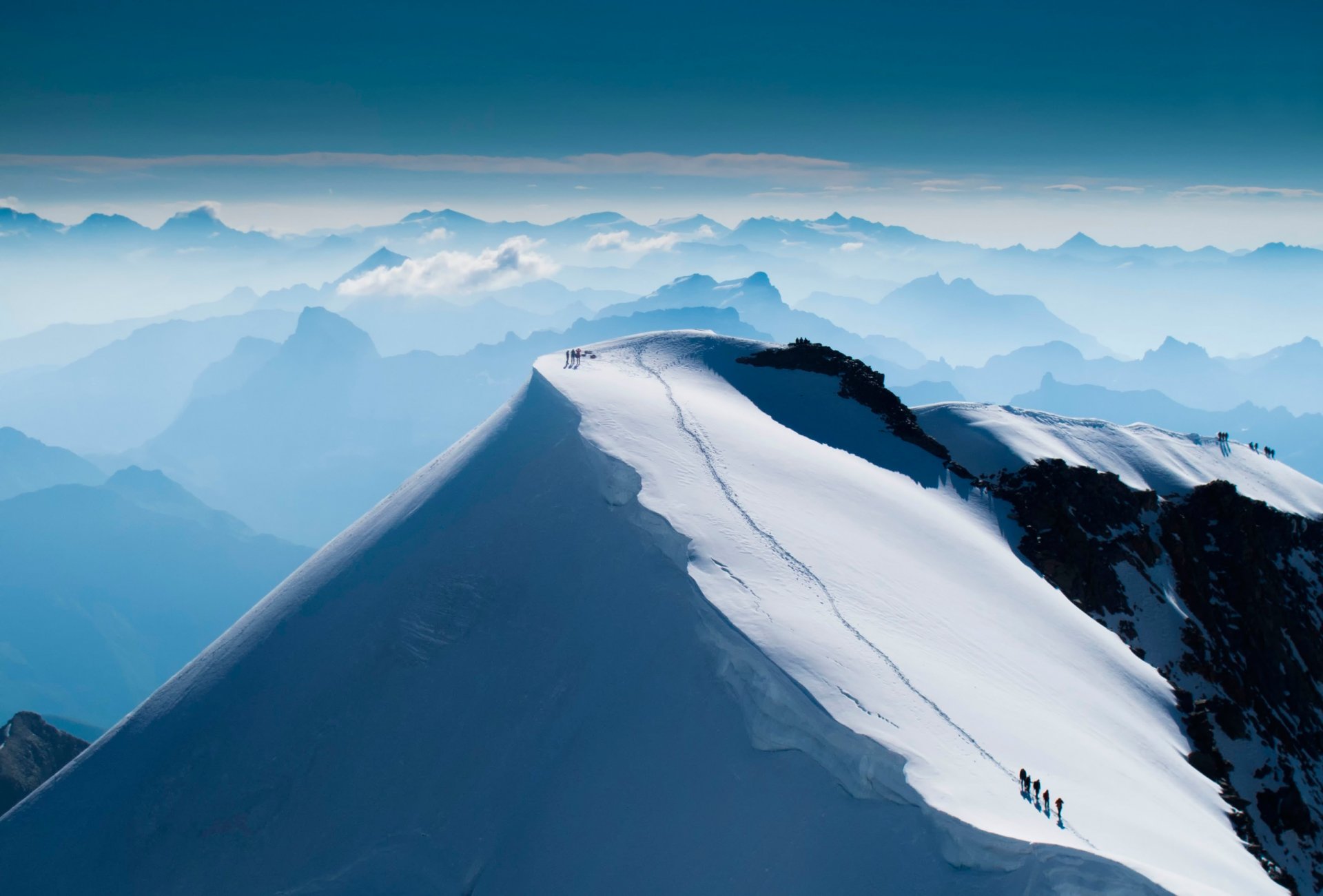 mountain summit snow climbing