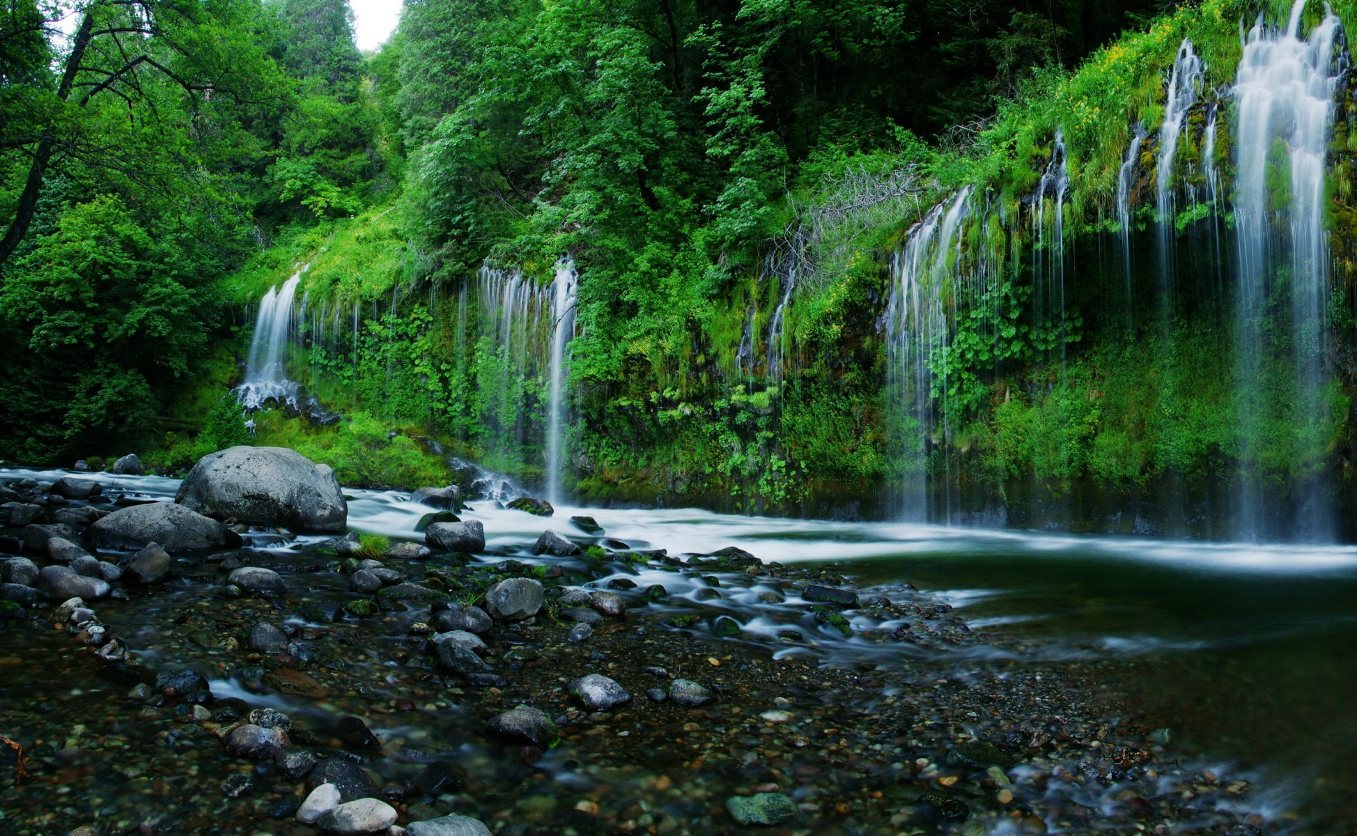 usa waterfals mossbrae california nature waterfall water rocks trees