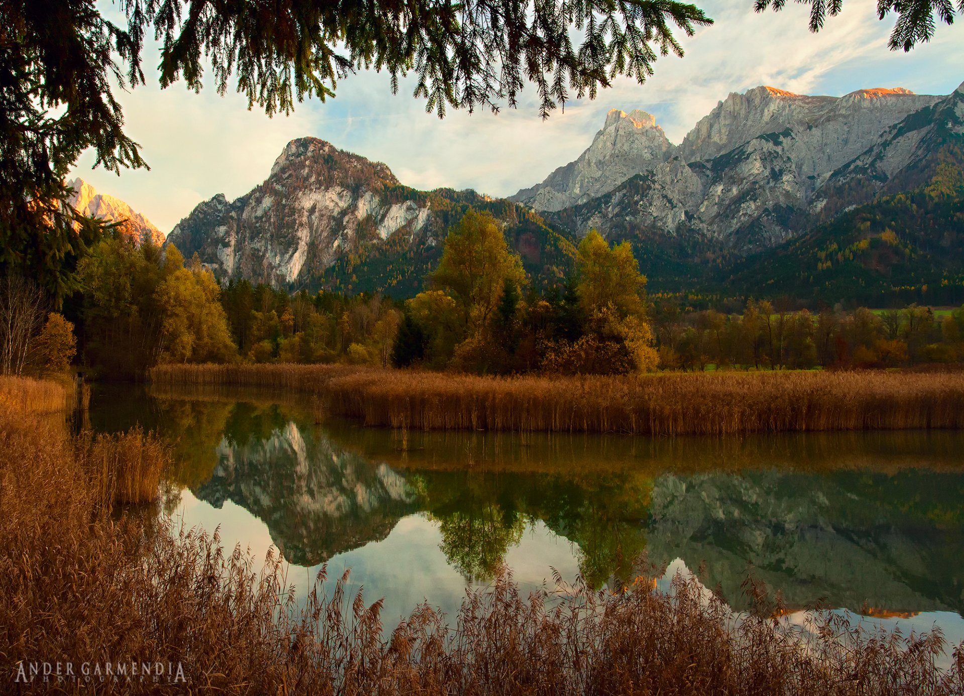 natur berge fluss wald herbst