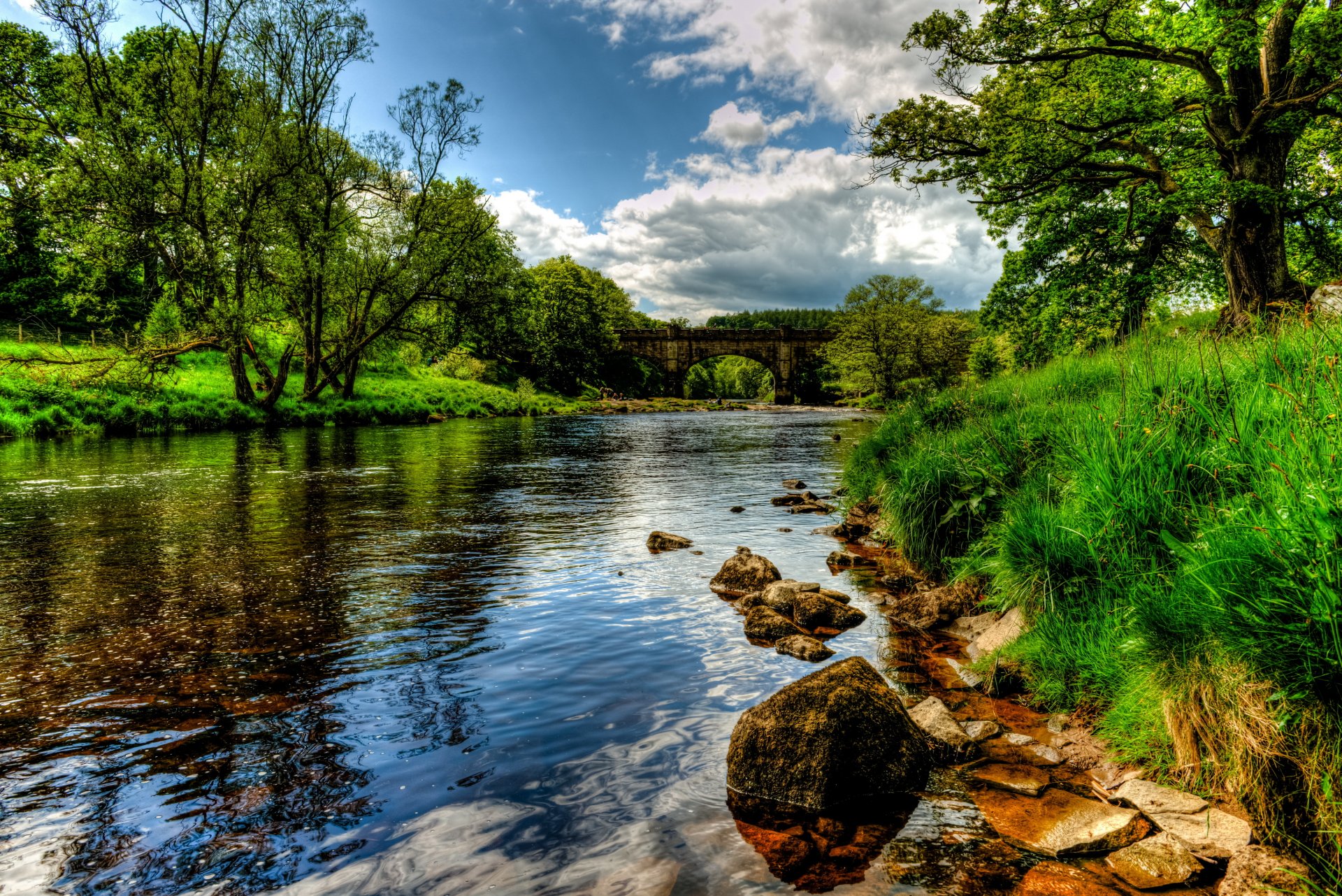 rzeka anglia krajobraz bolton wharf trawa hdr natura