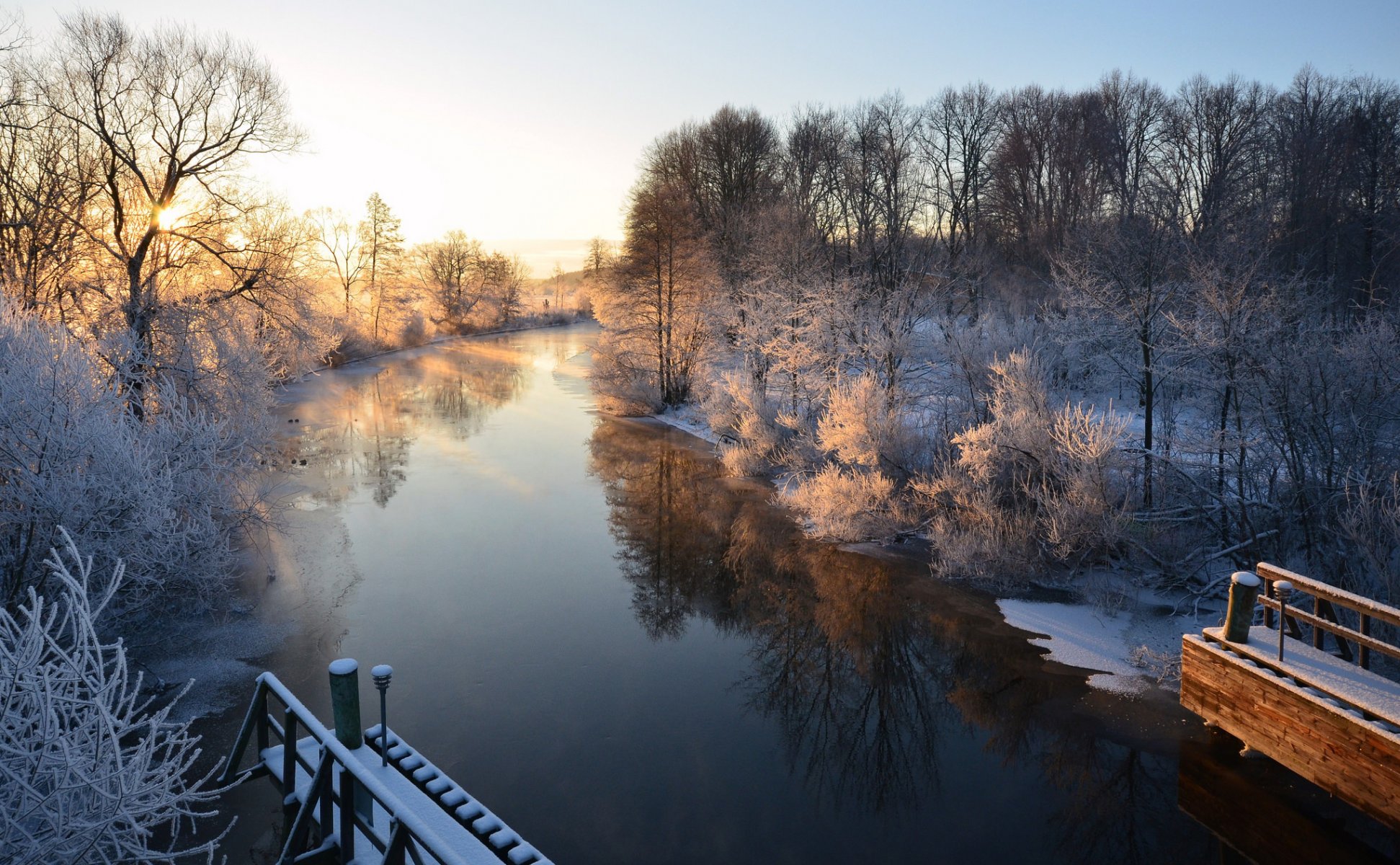 schweden fluss winter morgen