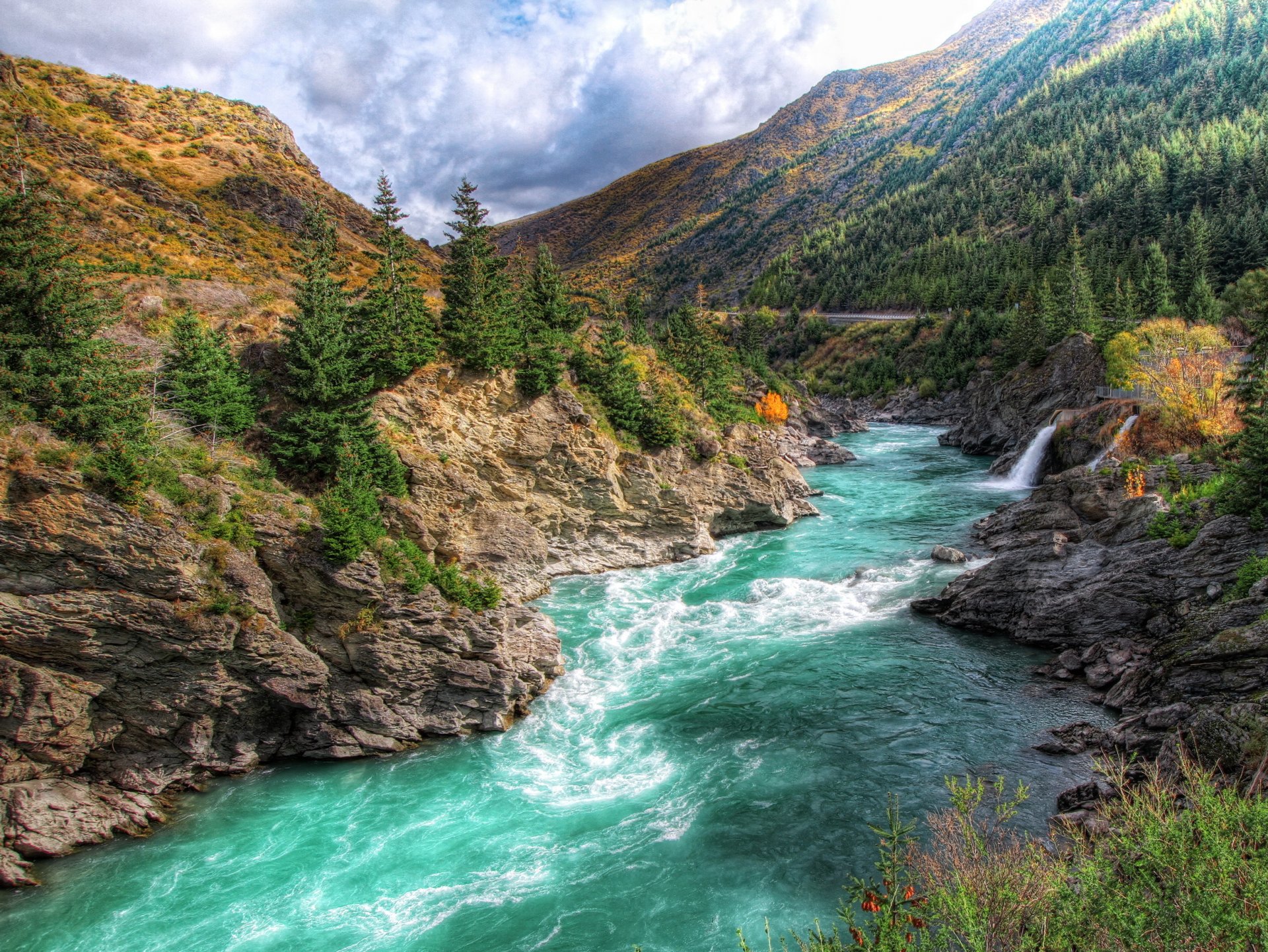 nouvelle-zélande rivière montagnes pierres arbres