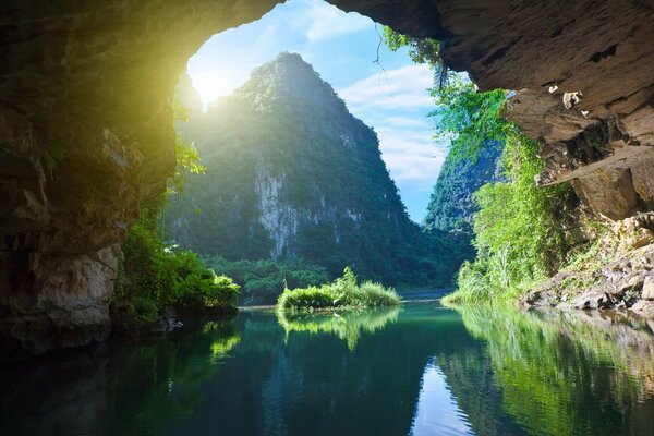 Cliff by the water in Vietnam