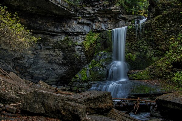 Waterfall cascade in the park