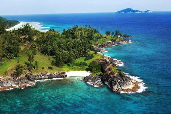 Natur, Insel und Ozean, Seychellen, Silhouette der Insel