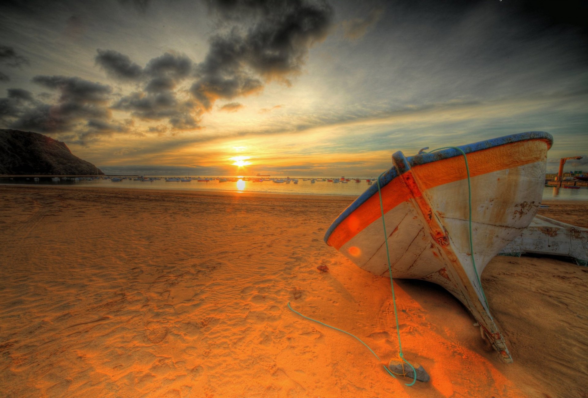 natur himmel wolken meer wellen strand boote sonnenuntergang