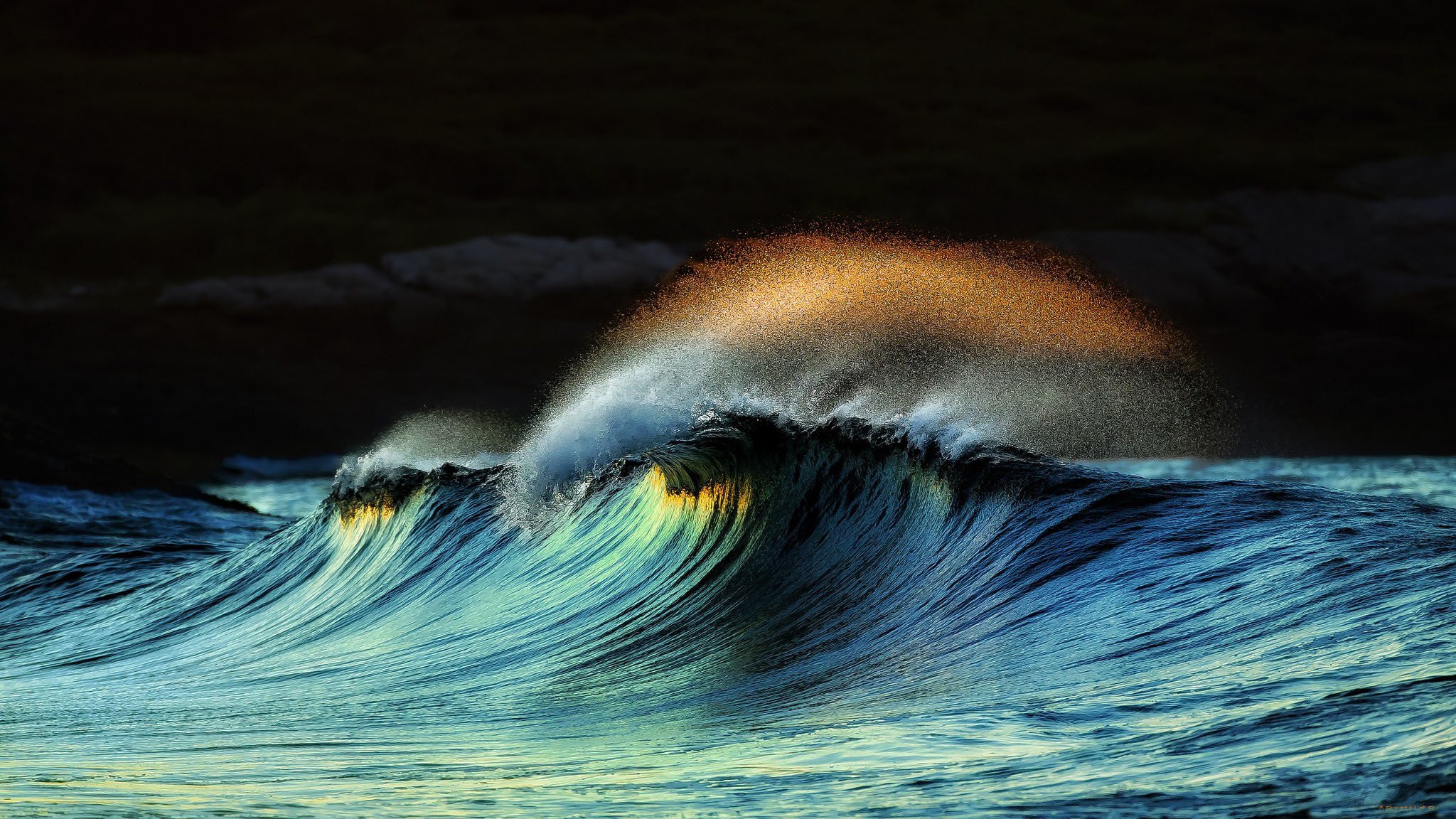 mare oceano acqua onda tempesta gocce spruzzi elemento