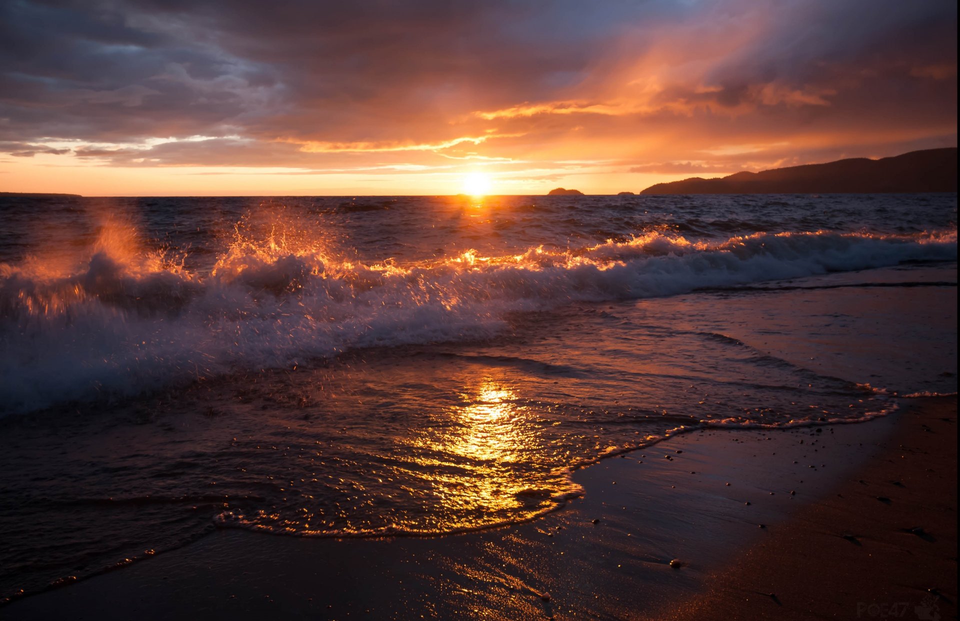 meer brandung welle sand sonne wolken dämmerung