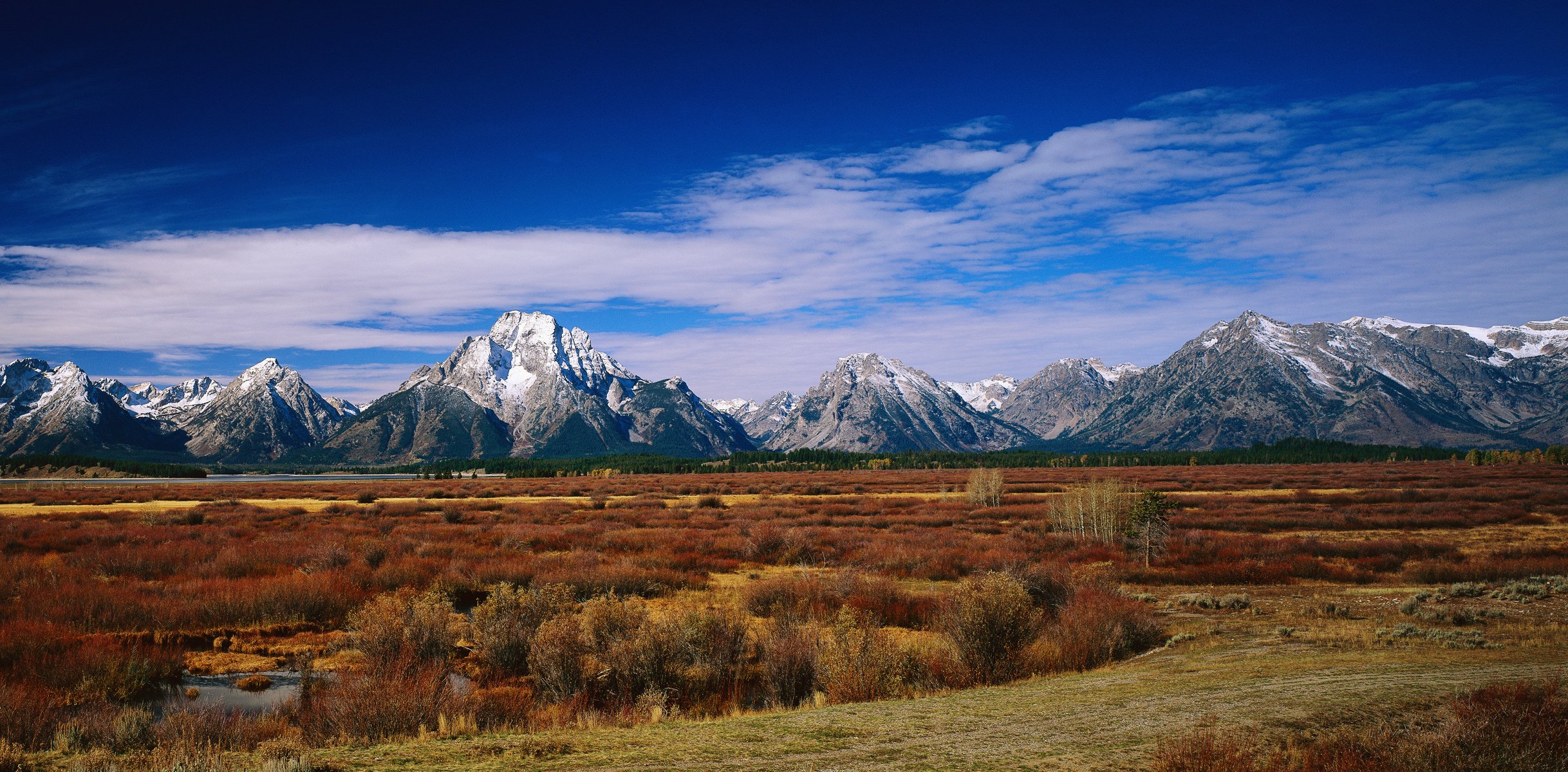 mountain valley river forest nature