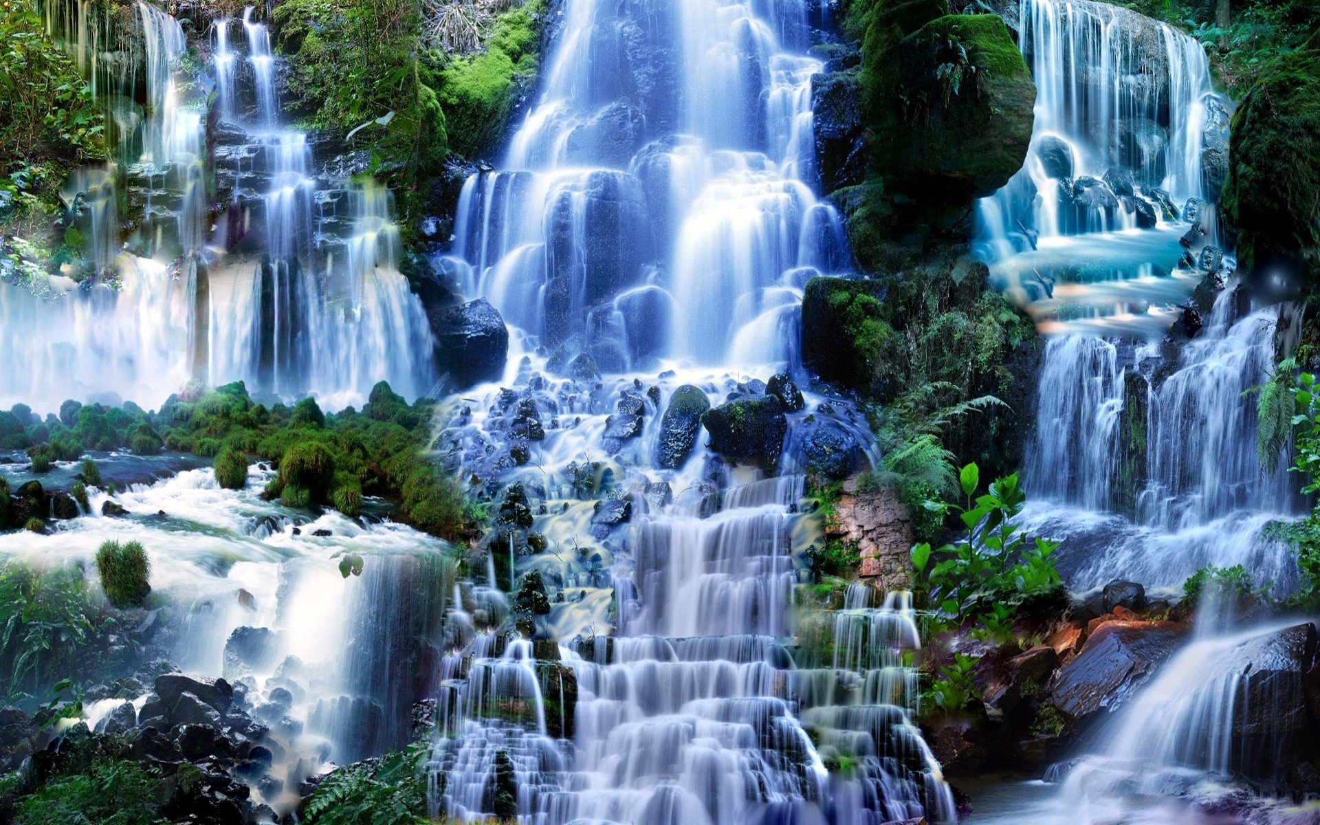 waterfall collage waterfalls nature landscape