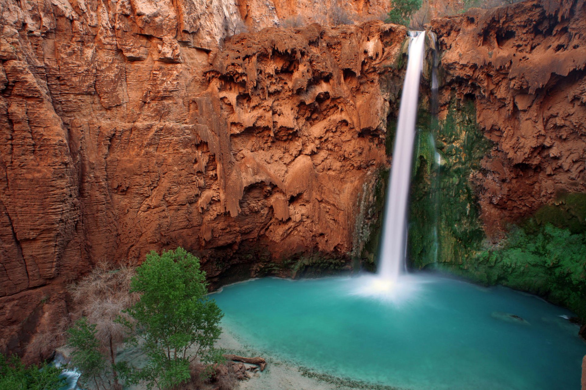 mountain river waterfall nature hava-sui falls havasupai indian reservation grand canyon arizona