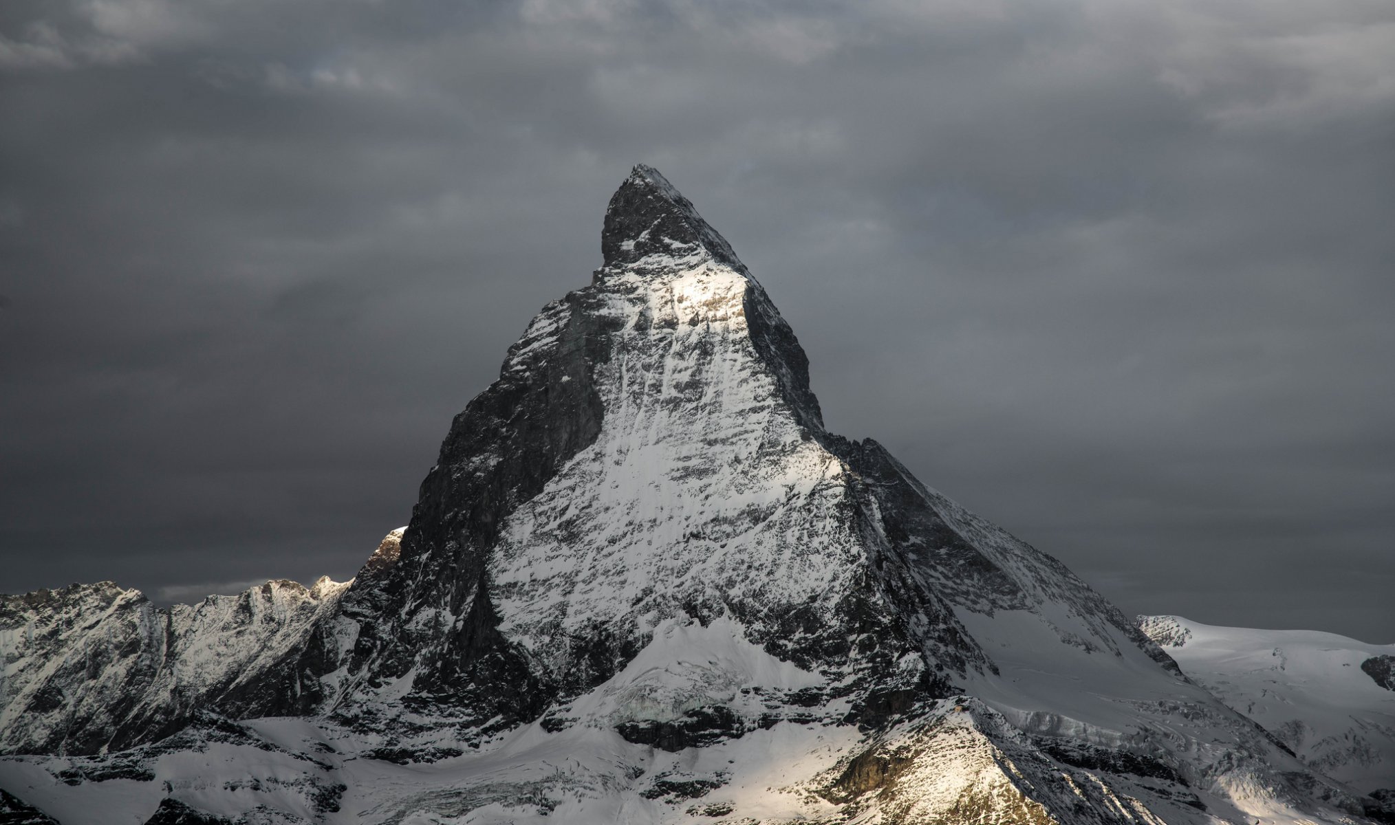 mountain matterhorn dawn peak summit snow